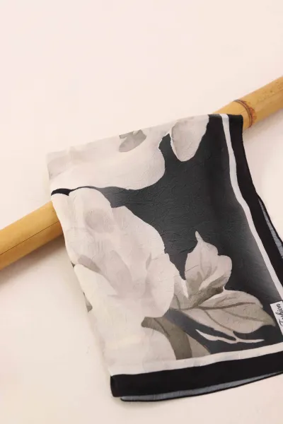 Siyah 180x75 Cm Our Fashion Dijital Baskılı Desenli Bambu Kraş Şal 396745