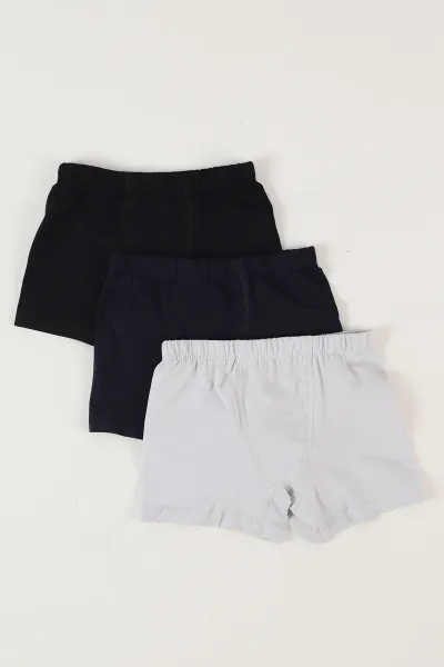Siyah (2-15 Yaş)Düz Renk Erkek Çocuk 3'lü Boxer 460934