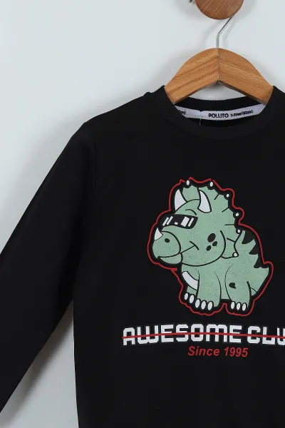 Siyah (2-5 Yaş) Dinosaur Baskılı Erkek Çocuk Takım 284223