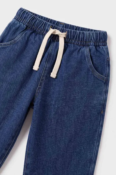 Siyah (2-5 Yaş)Yakalı Düğmeli Kot Pantolonlu Erkek Çocuk Takım 478977