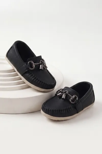 Siyah ( 21 - 24 ) Toka Detaylı Erkek Bebek Loafer Ayakkabı 463216