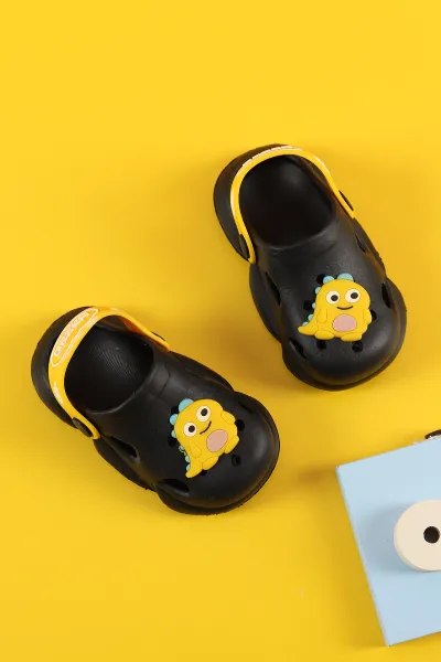 Siyah (21-26) Figürlü Eva Bebe Terlik & Sandalet 259141