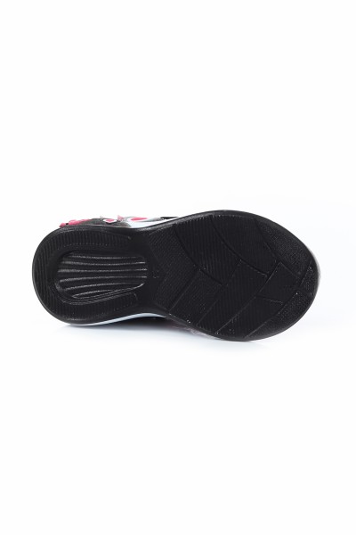 Siyah (22-25 Bebe) Işıklı Cırtlı Kalp Motifli Kız Bebe Spor Ayakkabı 169035