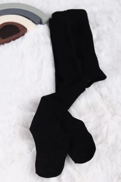 Siyah (24-36 Ay) Düz Kız Bebe Kilotlu Çorap 233691