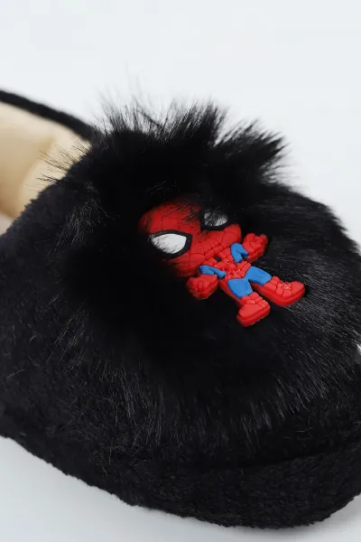 Siyah ( 25 - 30 ) Peluş Figürlü Erkek Çocuk Panduf 495166