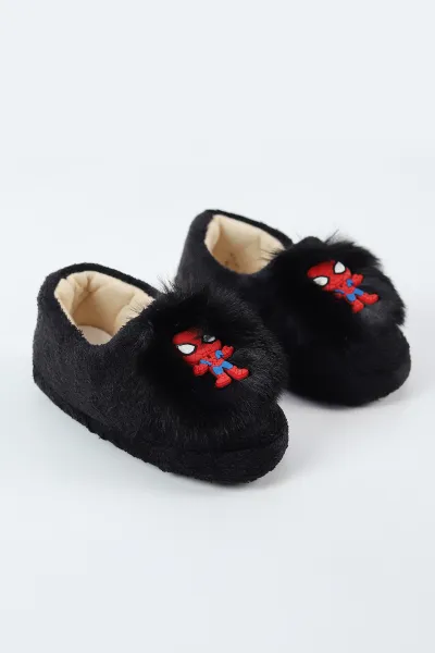 Siyah ( 25 - 30 ) Peluş Figürlü Erkek Çocuk Panduf 495166