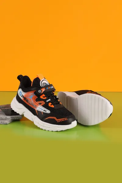 Siyah (26-30 Patik)Kalın Taban Cırtlı Çocuk Spor Ayakkabı 349395