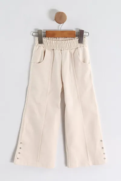 Siyah 3-10 Yaş) Fiyonk ve Taş Nakışlı Oysho Sweatli Gabardin Pantolonlu Kız Çocuk 2'li Takım 439889