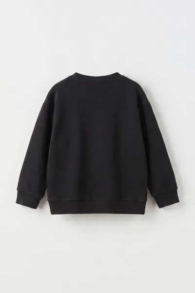Siyah (3-12 Yaş) Boston Baskılı Erkek Çocuk Sweatshirt 473819