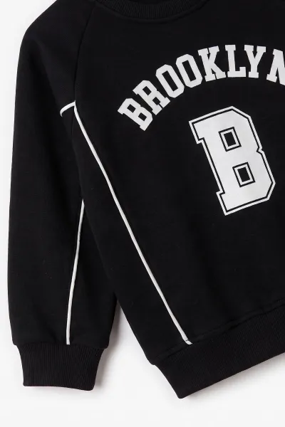 Siyah (3-12 Yaş) Brooklyn Baskılı 3 ip Şardonlu Erkek Çocuk Kışlık Takım 494713