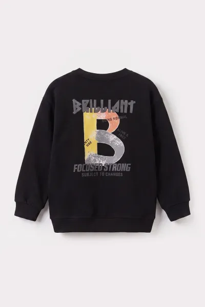Siyah (3-12 Yaş)Baskılı 2 İp Erkek Çocuk Sweatshirt 484119