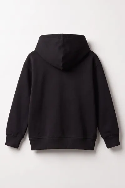 Siyah (3-12 Yaş)Süzene  Superday Nakışlı  ve Kapüşonlu 3 İp Şardonlu Erkek Çocuk Sweatshirt 478636