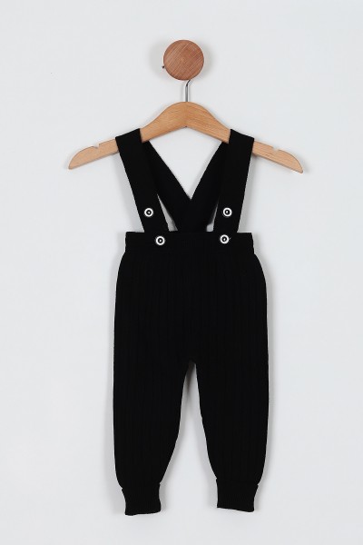 Siyah (3-24 Ay) Askılı Fitilli Duble Paça Erkek Bebe Alt 197690