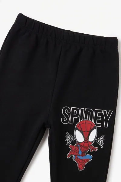 Siyah (3-24 Ay) Spidey Baskılı 3 İp Şardonlu Erkek Bebek Kışlık Takım 497116