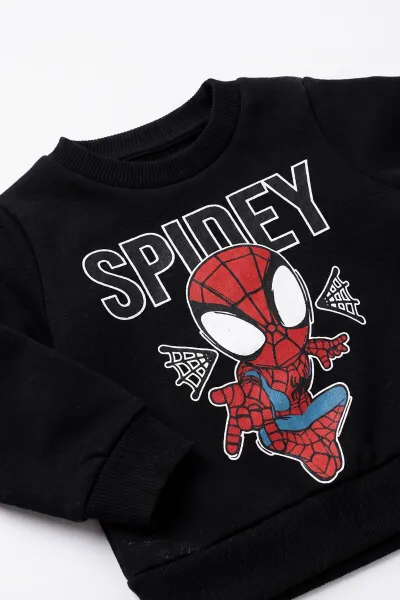 Siyah (3-24 Ay) Spidey Baskılı 3 İp Şardonlu Erkek Bebek Kışlık Takım 497116