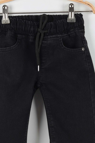 Siyah (3-7 Yaş) Beli Lastikli Belden Bağlamalı Erkek Çocuk Kapri 172691