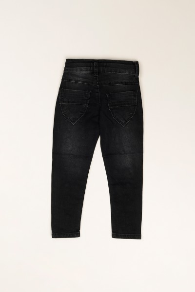 Siyah (3-7 Yaş) Taş Baskılı Kız Çocuk Kot Pantolon 82789