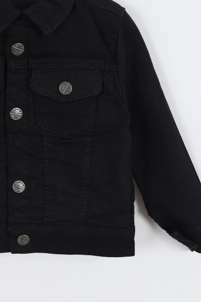 Siyah (3-7 Yaş) Welsoftlu Erkek Çocuk Kot Ceket 304495