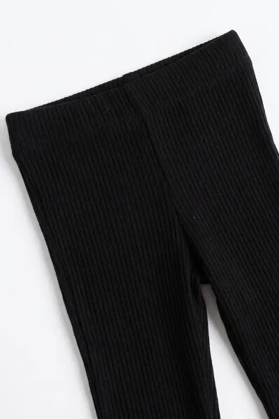 Siyah (3-8 Yaş) Büyük Kalp Baskılı 2 İp Sweatli Fitilii İspanyol Taytlı Kız Çocuk  Takım 492620