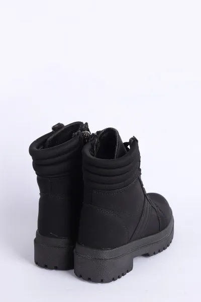Siyah (31-35 Filet) Bağcıklı Fermuarlı Süet Kız Çocuk Bot 310801