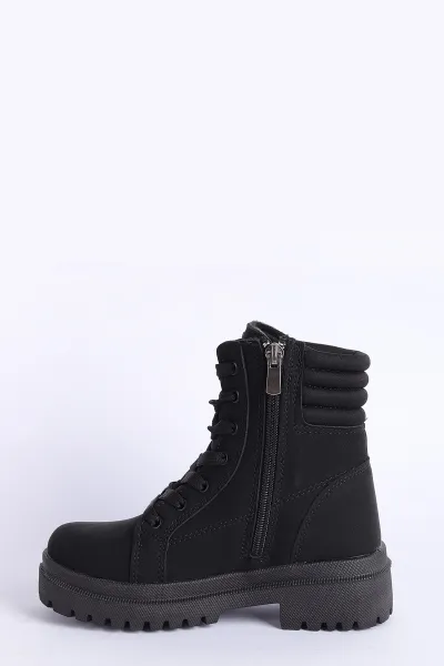 Siyah (31-35 Filet) Bağcıklı Fermuarlı Süet Kız Çocuk Bot 310801
