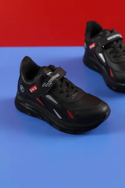 Siyah (31-35 Filet) Baskılı Kalın Taban Cırtlı Erkek Çocuk Spor Ayakkabı 228005