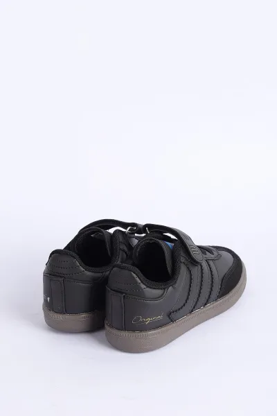 Siyah (31-35 Filet ) Yan Şeritli Ön Kısım Süet Cırtlı Çocuk Spor Ayakkabı 309175