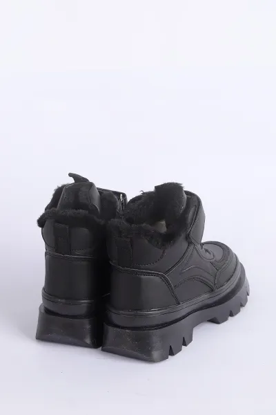 Siyah (31-35 Filet)Cırtlı Bağcıklı İçi Kürklü Bilek Kız Çocuk Bot 316450