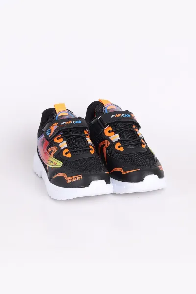 Siyah (31-35 Filet)Kalın Taban Cırtlı Çocuk Spor Ayakkabı 346777