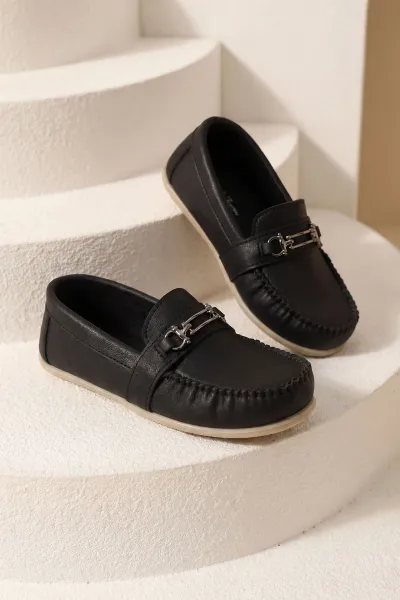 Siyah ( 31 - 36 ) Toka Detaylı Erkek Çocuk Loafer Ayakkabı 463206
