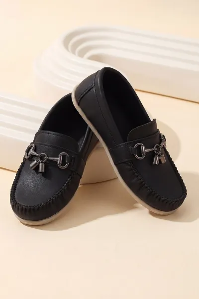 Siyah ( 31 - 36 ) Toka Detaylı Erkek Çocuk Loafer Ayakkabı 463213