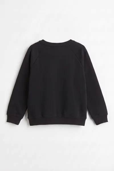 Siyah (4-12 Yaş ) Authentic Nakışlı 3 İp Şardonlu Erkek Çocuk Sweatshirt 486632