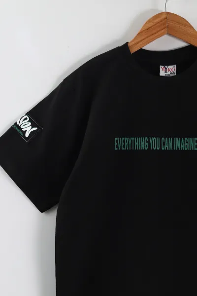 Siyah (4-12 Yaş) Everything  Baskılı Süprem Erkek Çocuk Tişört 442893