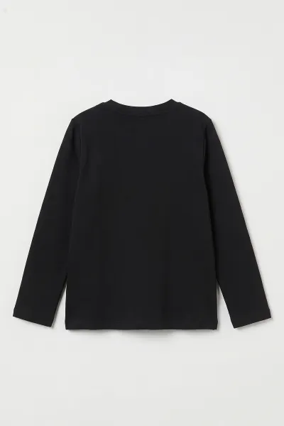 Siyah (4-12 Yaş) Fiyonk Taş Baskılı İçi Şardonlu Kız Çocuk Sweatshirt 498565