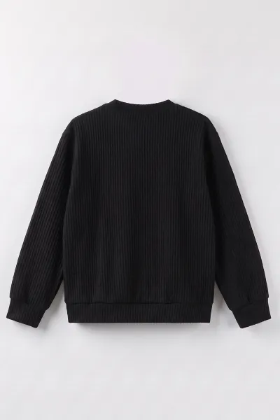 Siyah (4-12 Yaş) İncili Fiyonk Nakışlı   Kız Çocuk Sweat 485495