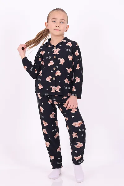 siyah-4-12-yasayicik-desenli-dugmeli-kiz-cocuk-pijama-takimi-329803