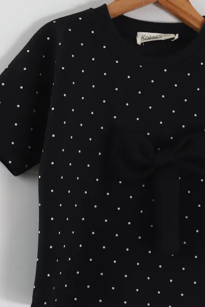 Siyah (4-13 Yaş) Puantiye Desen Fiyonklu Pantolonlu Oysho Kız Çocuk Takım 459659
