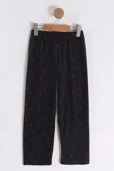 Siyah (4-16 Yaş)Kiraz Desenli Kız Çocuk Pijama Takım 466321