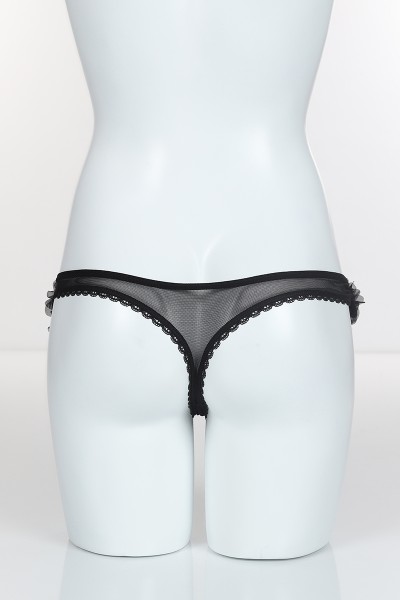 Siyah 4064 Komple Tül Paçalar Çiçekli Tanga 101762