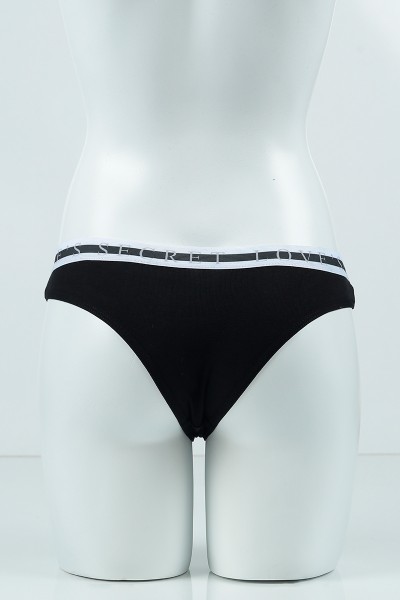 Siyah 4405 Brazilian Bikini Ribana Bel Baskılı Lastikli Külot 99869