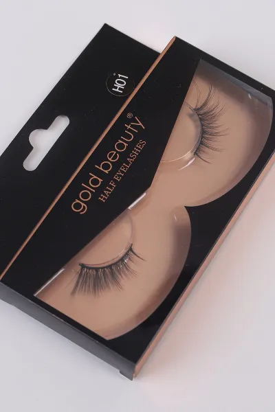 Siyah 4D H01 Half Eyelashes İpek Takma Kirpik 483492