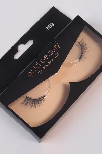 Siyah 4D H03 Half Eyelashes İpek Takma Kirpik 483508