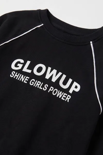 Siyah (5-10 Yaş) Glow Up Baskılı Biyeli Oysho Kız Çocuk Mevsimlik Takım 481788