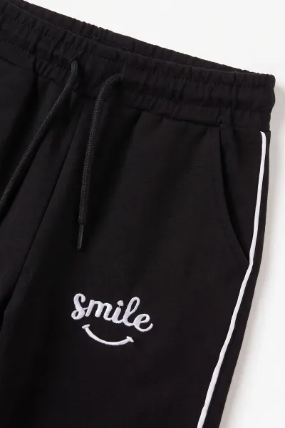 Siyah (5-10 Yaş) Smile Nakışlı Stoperli Oysho Kız Çocuk Takım 482256