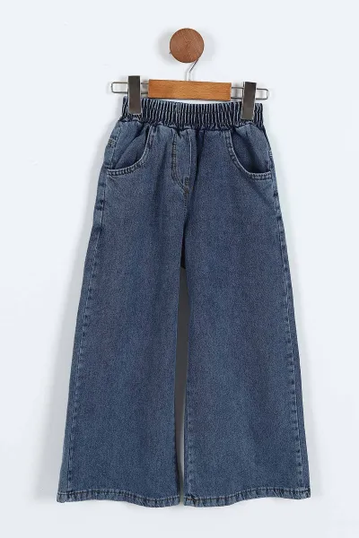 Siyah (5-10 Yaş)Happy Holidays  Nakışlı Sweatli Bol Paça Kot Pantolonlu Kız Çocuk 2'li Takım 416187