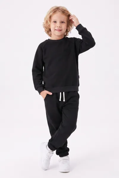 Siyah (5-12 Yaş) Authentic Nakışlı 3 İp Şardonlu Erkek Çocuk Kışlık Takım 483531