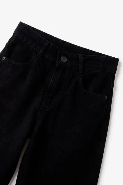 Siyah (5-12 Yaş) Baggy  Erkek  Çocuk Kot Pantolon 490858