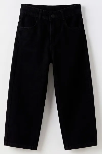 Siyah (5-12 Yaş) Baggy  Erkek  Çocuk Kot Pantolon 490858