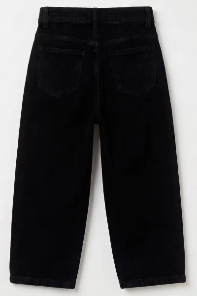 Siyah (5-12 Yaş) Pensli  Baggy    Erkek  Çocuk Kot Pantolon 490867