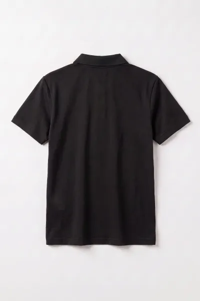 Siyah (5-13 Yaş) Kısa Kol Polo Yaka Unisex Çocuk Okul Tişörtü 480883